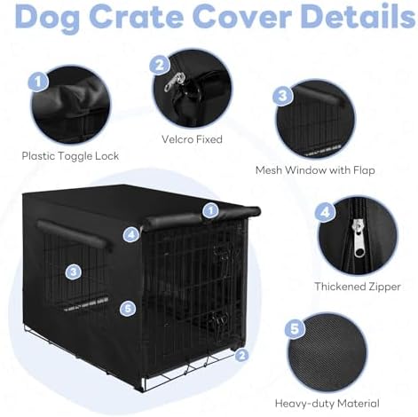 Seiyierr 48 Inche Dog Crate Cover, Double Door Dog Kennel Cover - Image 3
