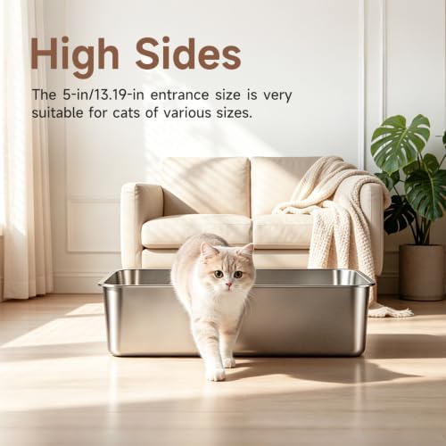Stainless Steel High Sides Cat Litter Box - Image 7