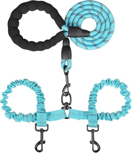 Double Dog Leash, No Tangle Dual Leash, 360° Swivel Tangle Free Bungee by MingXpets