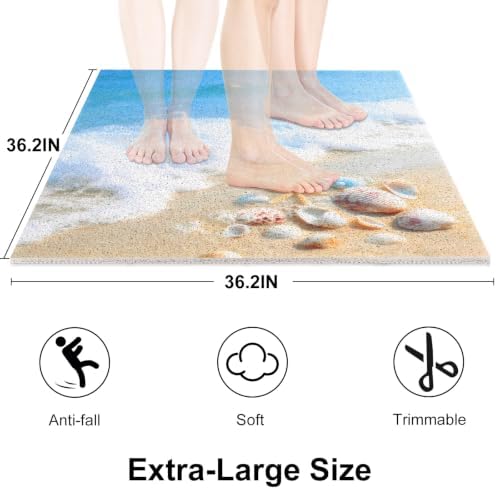 Square Shower Mat, Yonala 36 x 36 Inch Stylish Non Slip Shower Mats - Image 2
