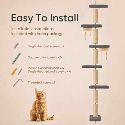 80-Inch Wall-Mounted Cat Tree - Image 6
