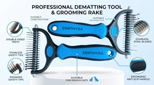 Dog Grooming Rake 2-Pack – Double-Sided Deshedding and Dematting Tool - Image 2