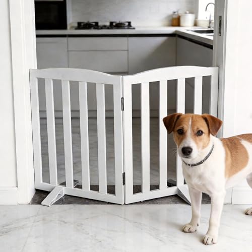 Freestanding Dog Gate Indoor, Doggie Gate Foldable Dog Gates - Image 2