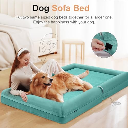 NANUYA Orthopedic Dog Bed for Large Dogs, 36 x 27 Inch, Aqua Blue - Image 3