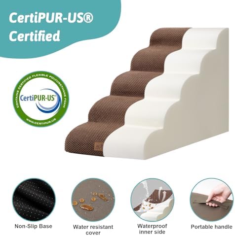 COZY KISS Dog Stairs for Small Dog 22.6" H, 5 Step Pet Ramp for Bed - Image 5