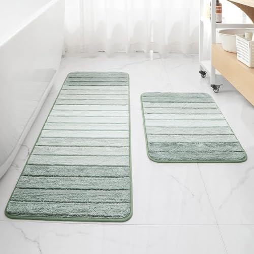 2 Piece Ombre Bath Mat for Bathroom, Non Slip Ultra Soft and Thick Water by KMSON