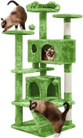 Yaheetech 54in Cat Tree Tower, 2 Caves, Kitten-Ear Perch & Scratching Posts by Yaheetech