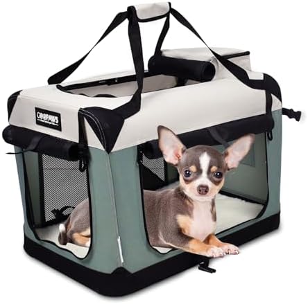 JESPET 3 Door Soft Dog Crates Kennel, Collapsible Travel Pet Carrier by JESPET
