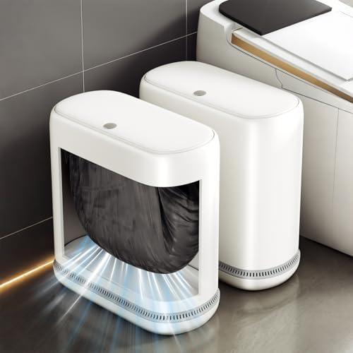 Bathroom Trash Can with Lid, 3 Gallon Small Slim Garbage Bin with by LumiHom