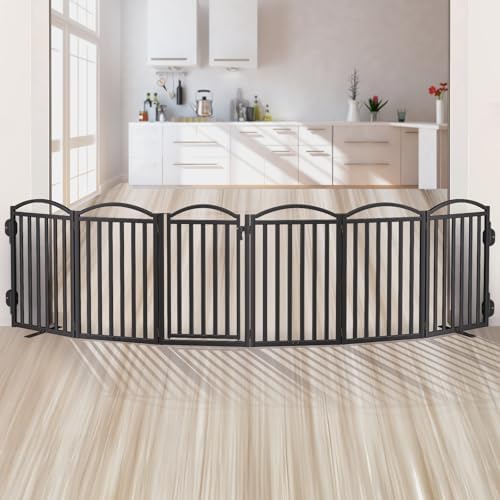 Malier Metal Freestanding Dog Gates, Outdoor Indoor Dog Fences, Extra Wide by Malier