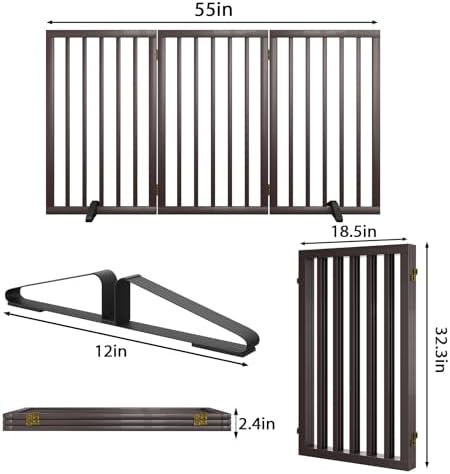 Dog Gate for Doorways 32" Tall Freestanding Dog Gate for Stair Foldable Pet - Image 6