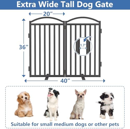 Malier Metal Freestanding Dog Gates, Outdoor Indoor Dog Fences, Extra Wide - Image 6
