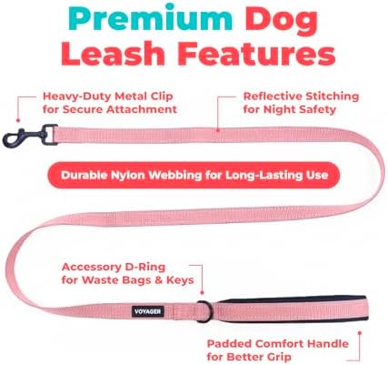 Best Pet Supplies Voyager Nylon Dog Leash - 6ft Pink - Image 2