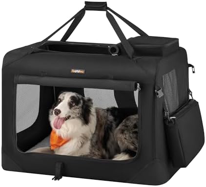 Feandrea Collapsible Soft Dog Crate, Portable Travel Carrier, 32 Inches by FeandreabySONGMICSHOME