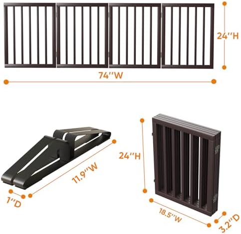 Freestanding Dog Gate Folding Brown Dog Gates - Image 6