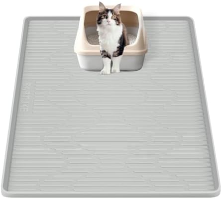 Silicone Cat Litter Box Mat 27"x 27" Extra Large Cat Rubber Mat by Bartuke
