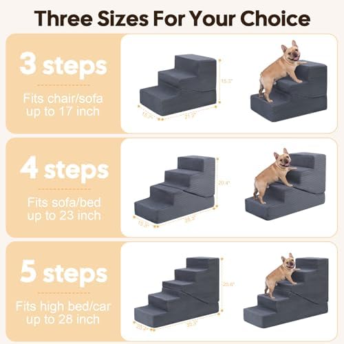 Dog Ramp for Bed Couch, 25.6" H Dog Stairs for Small Dogs - Image 3