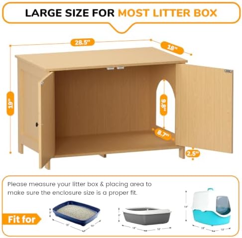 Cat Litter Box Enclosure Furniture Dog Proof, Hidden Kitty Washroom Cabinet Low - Image 4