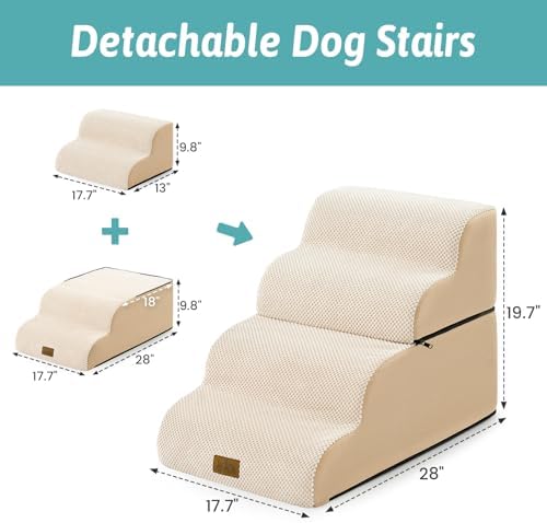 COZY KISS Detachable Small Dog Stairs 19.7" H, Wide Pet Step - Image 2
