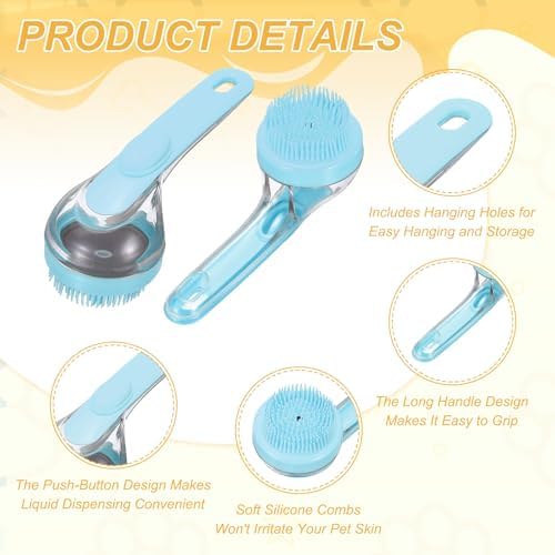 Pet Bath Brush, Dog Shampoo Brush New 2 in 1 Grooming Massage Scrubber Bubble - Image 3