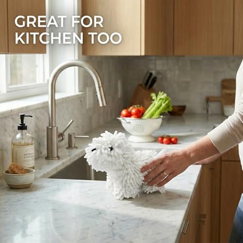 Chenille Dog Hand Towel Fuzzy Ball Dog Towel Animal Hand Towels - Image 6