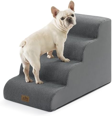 COZY KISS Wide Dog Stairs for Small Dog 19.7" H, 4 Step Pet Ramp for Bed by COZYKISS