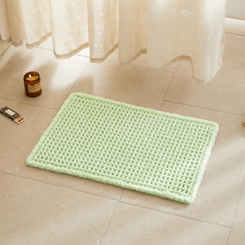 TYUU Waffle Bath Mat, Small Boho Bathroom Rugs Non Slip 24x16 Pale Green by TYUU