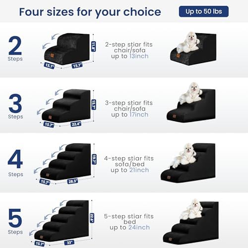 GoGoBunny Ramp Dog Stairs for Couch Sofa and Chair 11.8" H, 2-Step Pet Steps - Image 6