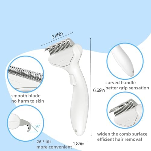 Undercoat Rake for Dogs & Cats, Deshedding Brush for Long haired Pets, Dog - Image 4