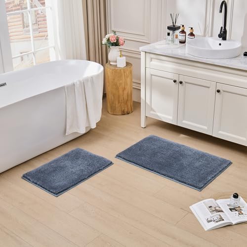 CozeCube Dusty Blue 32"x20" Shaggy Non Slip Soft Washable Bath Mat - Image 4
