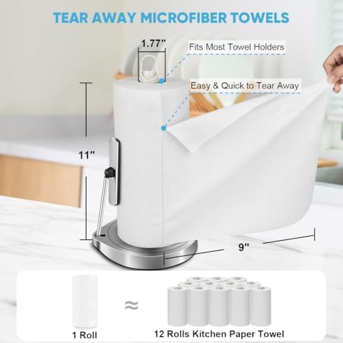AIDEA Microfiber Cleaning Cloth Roll-165 Sheets 3 Roll, Paper Towels 11×9" - Image 2