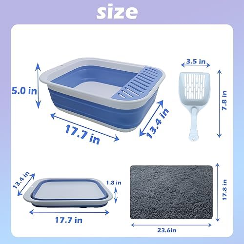 Collapsible Small Cat Litter Box, Open Top Cats Litter Pan - Image 2
