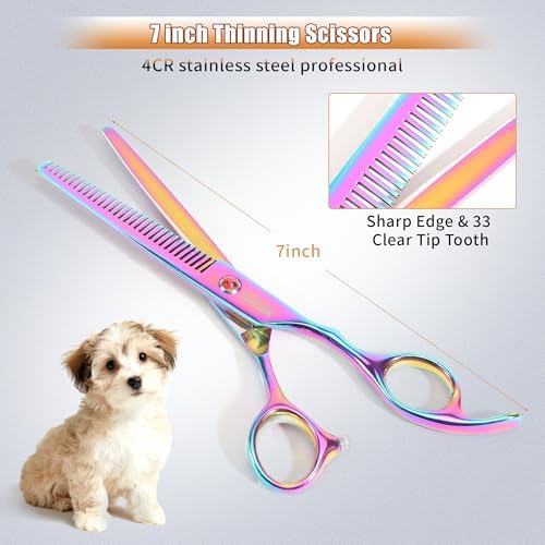 7.0in Titanium Dog Grooming Scissors Set - Image 3