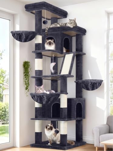 Globlazer 80in XXL Extra Large Corner Cat Tree Tower, Dark Grey by Globlazer