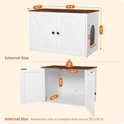 Dwanton Cat Litter Box Enclosure, Hidden Litter Box Furniture, 27.6 Inches - Image 4
