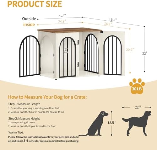 Hzuaneri 26.8'' Dog Crate Furniture, Dog Kennel Indoor - Image 2