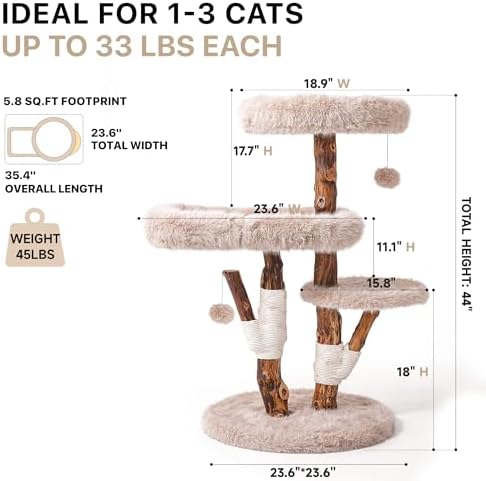 Sopapets Maine Coon Cat Tree for Large Cats, Solid Wood Cat Tower - Image 6