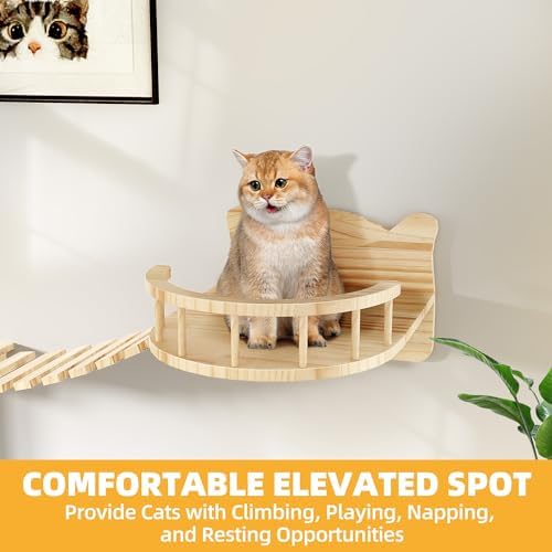 Cat Wall Shelves, 18-in-1 Cat Wall Furniture Set w/Tunnel & Bridge - Image 4