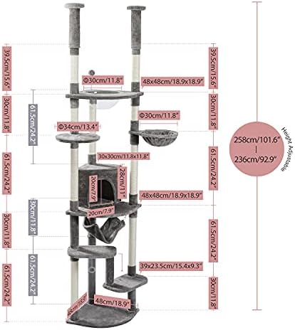 PEQULTI Floor to Ceiling Cat Tree, 92.9-101.6in Adjustable Cat Tower - Image 5