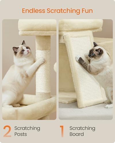 Feandrea Cat Tree, 33.8" Cat Tower Condo, Scratching Posts and Ramp - Image 6