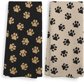 Black and Brown Dog Paws Kitchen Towels and Dishcloths Set of 2, Dog Paw Print by NOQL