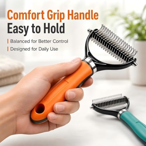Double Sided Pet Grooming Rake, Extra Wide Deshedding Brush - Image 6