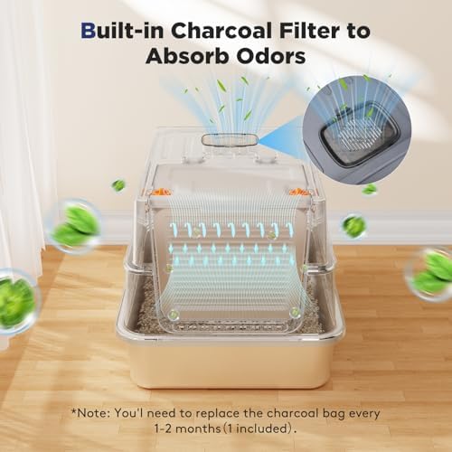 FURTIME Small Enclosed Stainless Steel Litter Box - Image 6