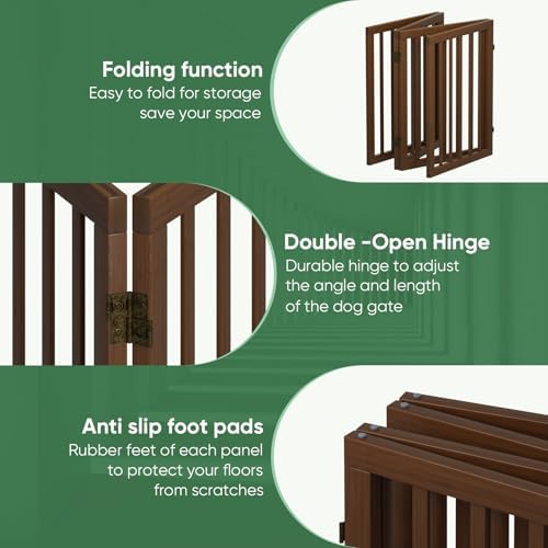 Dog Gates for Doorways, Freestanding Foldable Dog Gate Indoor, Pet Gates for - Image 4