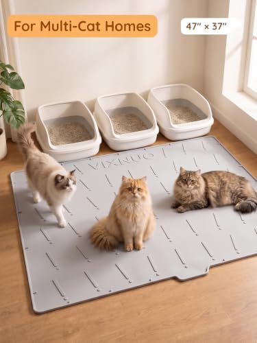 Silicone Cat Litter Mat Large 47"x37", Traps Litte&Easy to Clean，Gray - Image 7