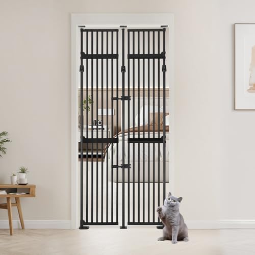 unipaws 86" High Extra Tall Cat Gate, Auto Closing and No Drilling by unipaws