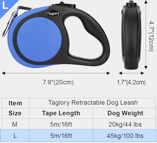 Taglory Retractable Dog Leash, One-Handed Brake - Image 4