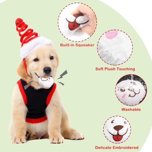 60 Pcs Christmas Dog Toys Squeaky Plush Balls, Soft Puppy Snowball with Dog & Snowman Smile, Christmas Pet Squeaker Fluffy Ball for Interactive Small & Medium Dogs Xmas Toys Party Decorations - Image 4