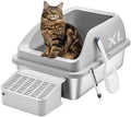 Feandrea 1 Pack Stainless Steel Cat Litter Box, by FeandreabySONGMICSHOME