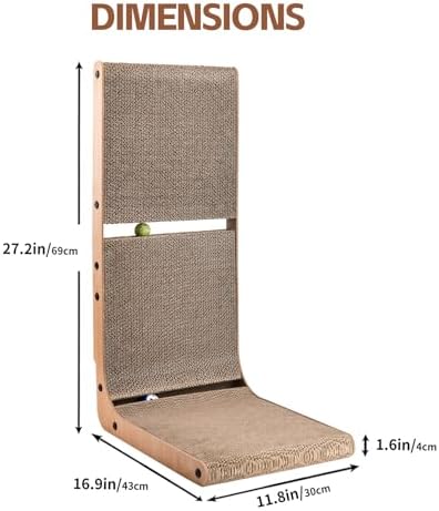 AUSCAT L-Shape Cardboard Cat Scratcher, 27.2 Inch Vertical Cardboard Scratcher - Image 2